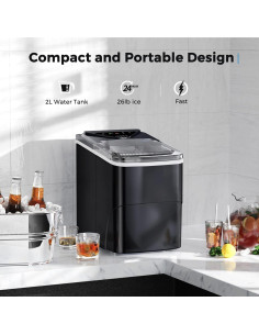 Máquina de Hielo FZF Portátil 9 Cubos en 6 Minutos Negra 2