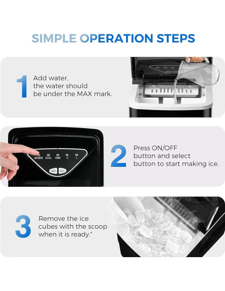 Máquina de Hielo FZF Portátil 9 Cubos en 6 Minutos Negra