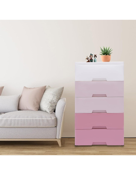 Cajonera de Plástico Rurazong 5 Cajones Rosa Gradiente 80 cm
