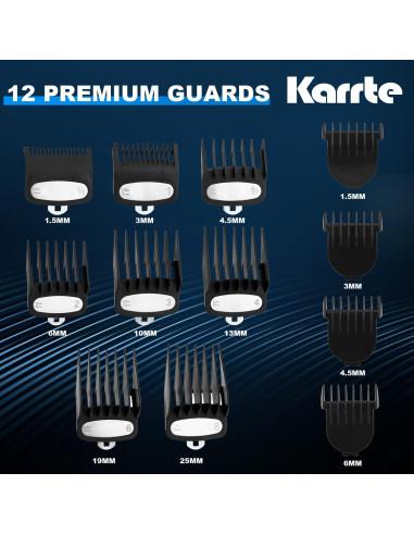Karrte Kit Cortadoras de Cabello Inalámbricas 8 Peines
