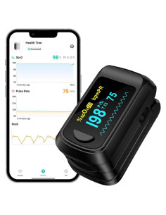 Oxímetro de Pulso Bluetooth HealthTree con APP, Monitor de Frecuencia Cardíaca