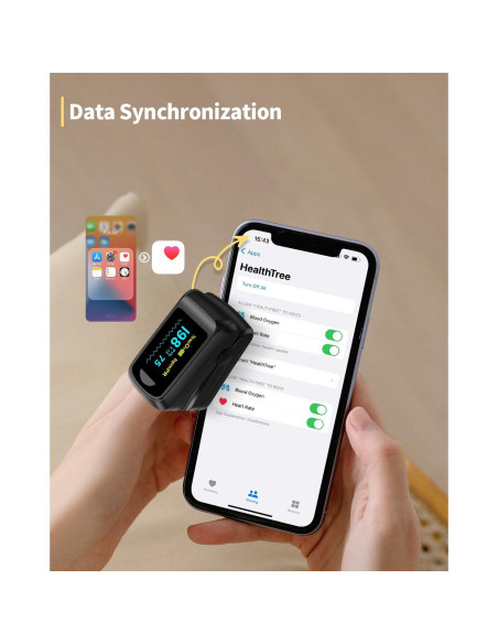 Oxímetro de Pulso Bluetooth HealthTree con APP, Monitor de Frecuencia Cardíaca