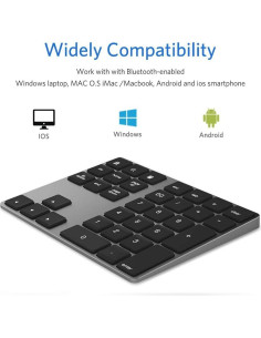Teclado Numérico Bluetooth JOYEKY Recargable USB-C 34 Teclas 2