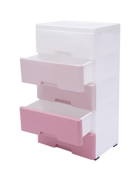 Cajonera de Plástico Rurazong 5 Cajones Rosa Gradiente 80 cm