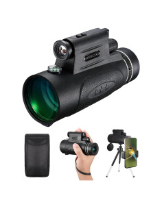 Telescopio Monocular JANSUCOGI 12X60 con Linterna y Brújula