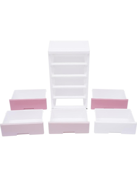 Cajonera de Plástico Rurazong 5 Cajones Rosa Gradiente 80 cm