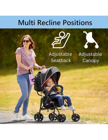 Carrito de bebé Dream On Me Vista Moonwalk Rosa 5 Puntos