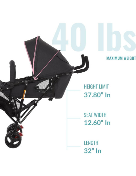 Carrito de bebé Dream On Me Vista Moonwalk Rosa 5 Puntos