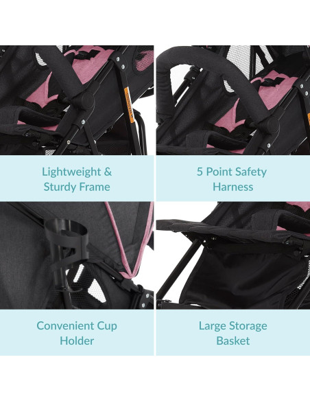Carrito de bebé Dream On Me Vista Moonwalk Rosa 5 Puntos