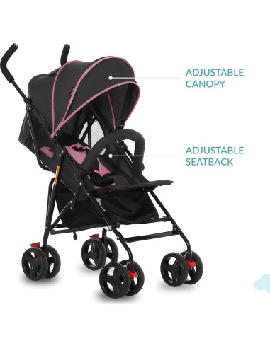 Carrito de bebé Dream On Me Vista Moonwalk Rosa 5 Puntos