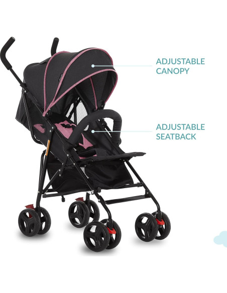 Carrito de bebé Dream On Me Vista Moonwalk Rosa 5 Puntos