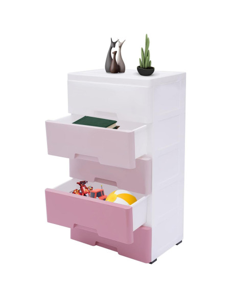Cajonera de Plástico Rurazong 5 Cajones Rosa Gradiente 80 cm