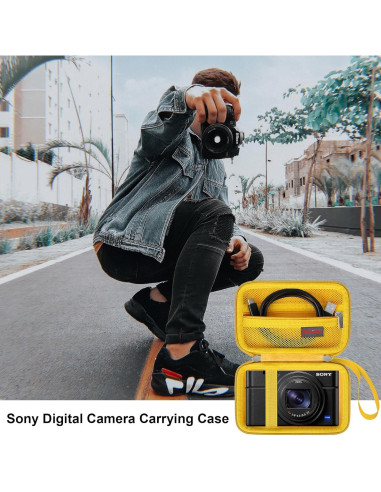 Funda de transporte Elonbo para cámara Sony RX100 amarilla