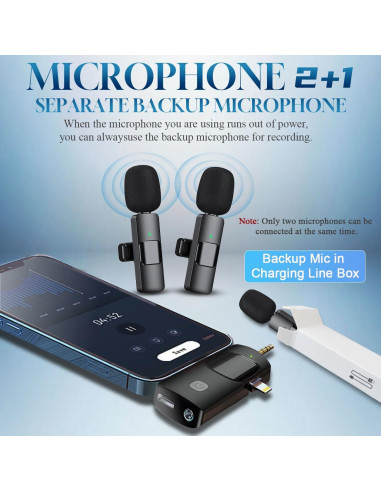 Micrófono Lavalier Inalámbrico ANSUNG M1 3 en 1 para iPhone