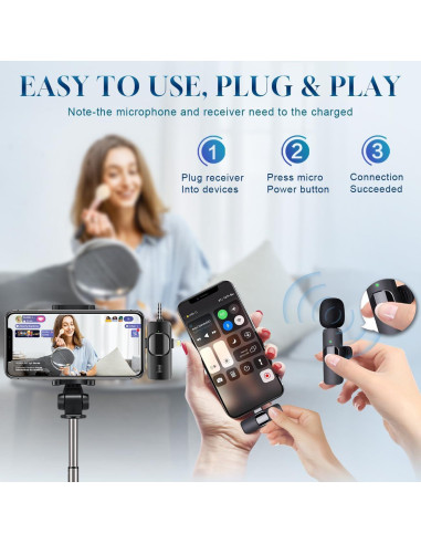 Micrófono Lavalier Inalámbrico ANSUNG M1 3 en 1 para iPhone