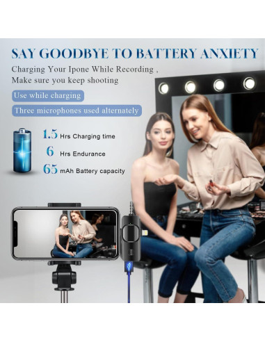 Micrófono Lavalier Inalámbrico ANSUNG M1 3 en 1 para iPhone