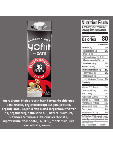 Leche de Avena Barista Yofiit 5.68L - Sin Azúcar, Alto en Proteínas