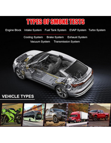 Máquina de humo automotriz Orsong 12V DC probador de fugas