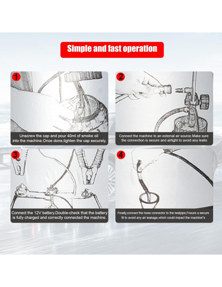 Máquina de humo automotriz Orsong 12V DC probador de fugas