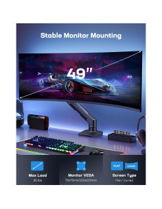Brazo de Monitor HUANUO Ajustable para Pantallas 49" Negro 2