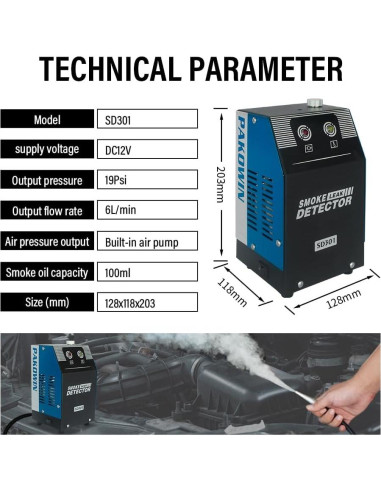 Máquina de Humo Pakowin PSD301 para Detección de Fugas