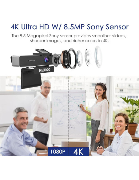 Cámara Web 4K NexiGo N950P con Control Remoto y Micrófonos