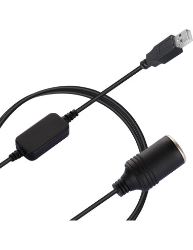 Adaptador USB a Toma de Mechero LIYU 12V 120cm Negro