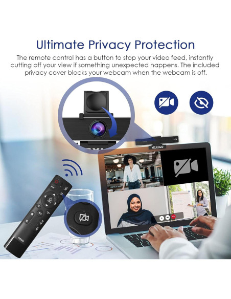 Cámara Web 4K NexiGo N950P con Control Remoto y Micrófonos