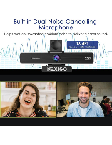 Cámara Web 4K NexiGo N950P con Control Remoto y Micrófonos