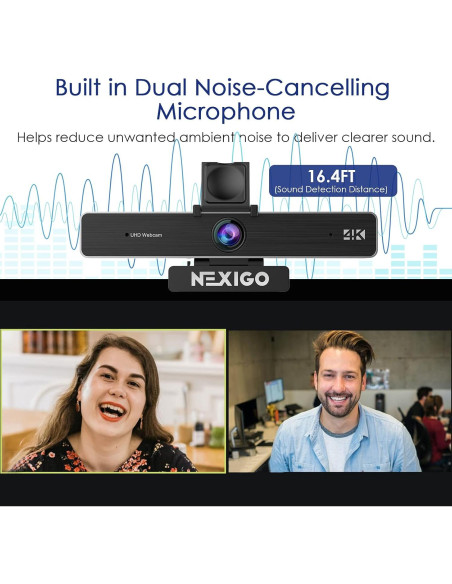 Cámara Web 4K NexiGo N950P con Control Remoto y Micrófonos