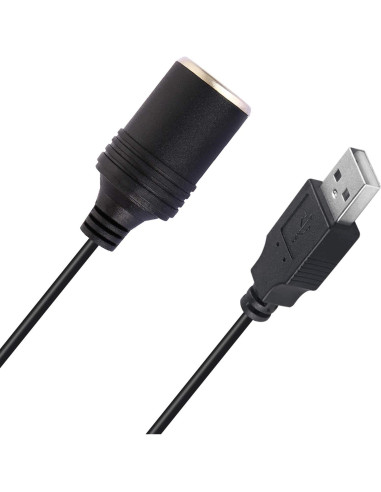 Adaptador USB a Toma de Mechero LIYU 12V 120cm Negro
