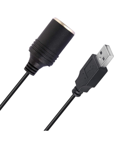 Adaptador USB a Toma de Mechero LIYU 12V 120cm Negro
