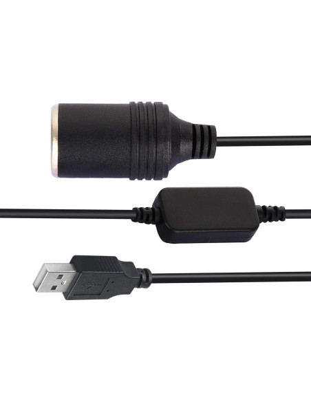 Adaptador USB A macho 12V para encendedor de coche 60 cm