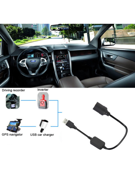 Adaptador USB A macho 12V para encendedor de coche 60 cm