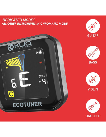 KLIQ EcoTuner - Afinador Clip-On Recargable USB para Instrumentos