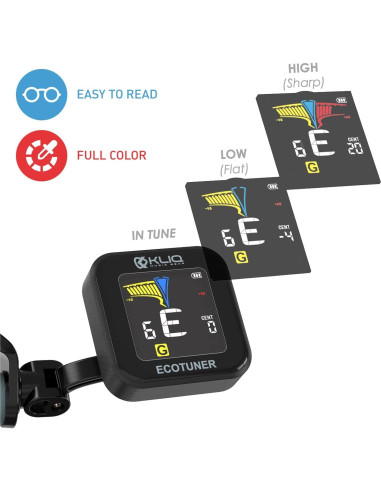 KLIQ EcoTuner - Afinador Clip-On Recargable USB para Instrumentos