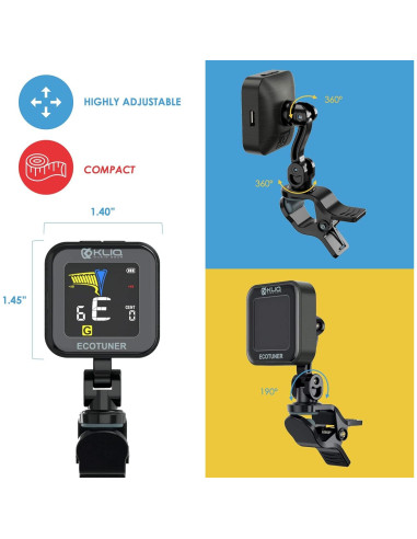 KLIQ EcoTuner - Afinador Clip-On Recargable USB para Instrumentos