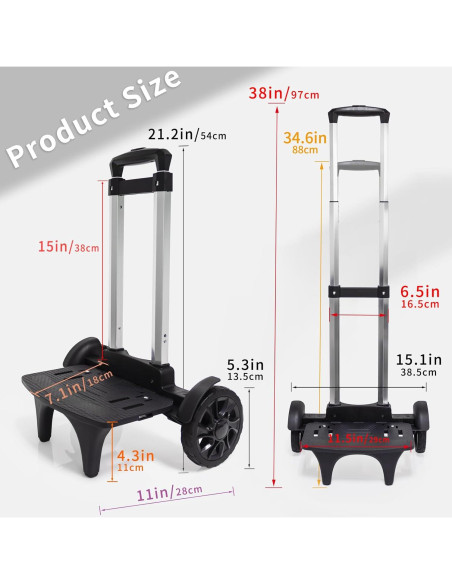 Carro de Mochila HapBoby TK05 con Ruedas Grandes y Plegable