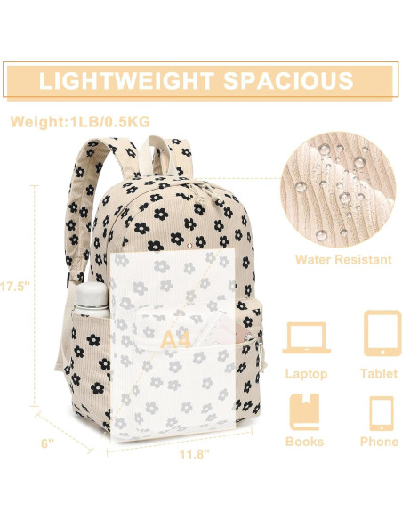 Mochila Escolar Bluboon Terciopelo Floral Beige 44x34x16cm Mochila Escolar Bluboon Terciopelo Floral Beige 44x34x16cm
