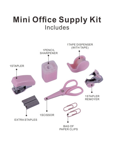 Kit de Suministros de Oficina YIZOCENGUO Rosa Mini
