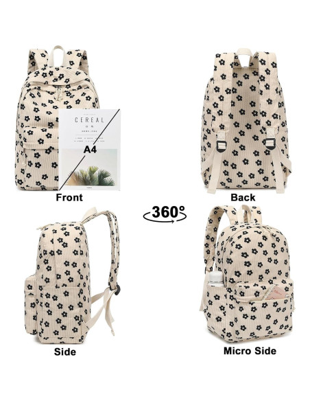 Mochila Escolar Bluboon Terciopelo Floral Beige 44x34x16cm Mochila Escolar Bluboon Terciopelo Floral Beige 44x34x16cm