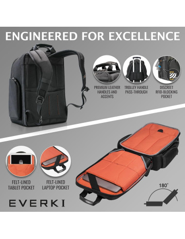 Mochila Ejecutiva Everki Onyx para Laptop 15.6" Negra