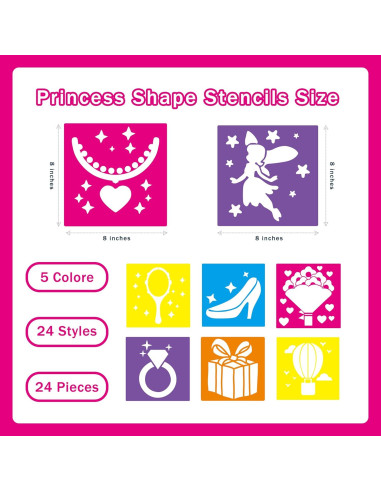 24 Piezas Plantillas de Dibujo LA QUEENIE 20,32 cm Colores