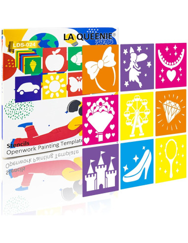 24 Piezas Plantillas de Dibujo LA QUEENIE 20,32 cm Colores