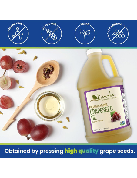 Aceite de Semilla de Uva Kevala 1.89L Prensado en Frío