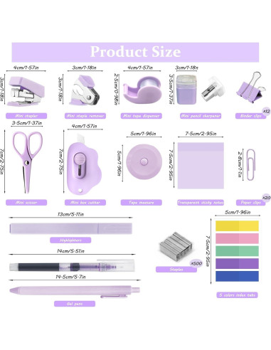 Kit de Suministros de Oficina Mini YUMOONI Púrpura