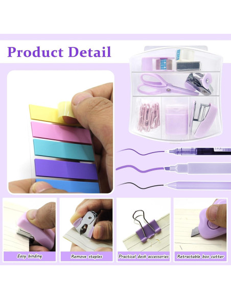 Kit de Suministros de Oficina Mini YUMOONI Púrpura