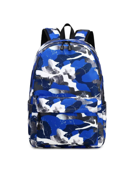 Mochila Lmwzh Escolar Niños Camo Azul Impermeable 25L