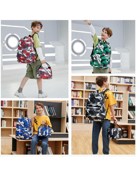 Mochila Lmwzh Escolar Niños Camo Azul Impermeable 25L