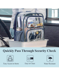 Mochila Transparente PACKISM 17" PVC 2 Bolsillos Azul 2